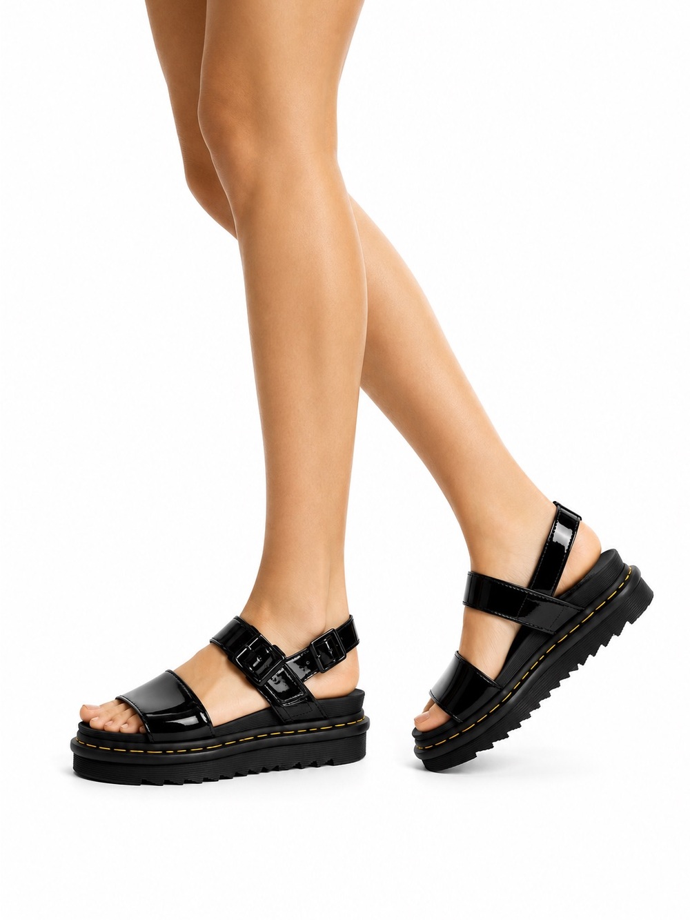 Dr. Martens Zebzag Patent Leather Platform Sandals